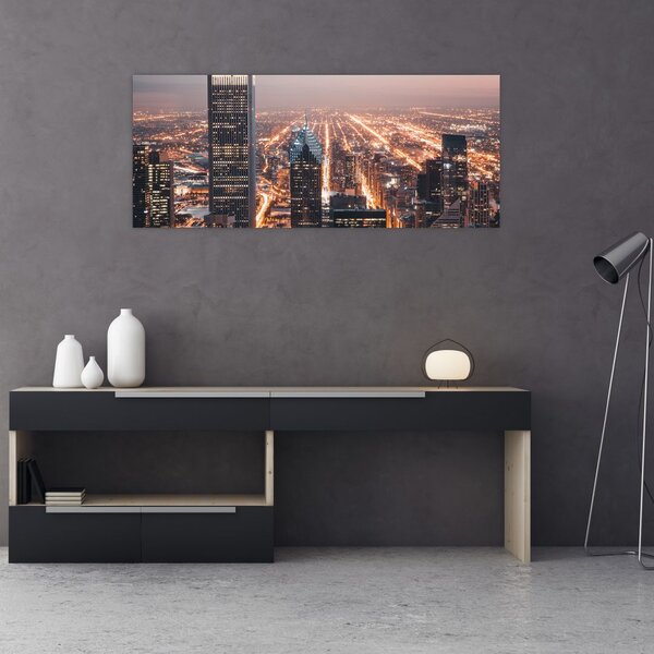 Tabloul cu metropolă luminată (120x50 cm)