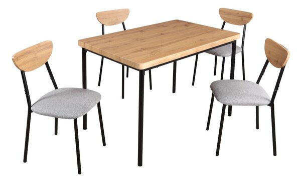 Set mobilier sufragerie Mimetizarse (stejar deschis + gri) (pentru 4 persoane). 1116413