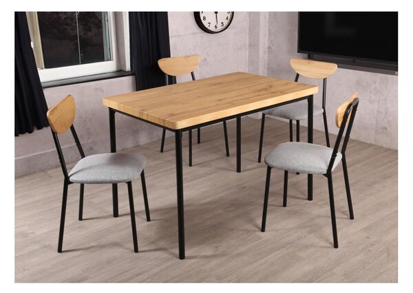 Set mobilier sufragerie Mimetizarse (stejar deschis + gri) (pentru 4 persoane). 1116413