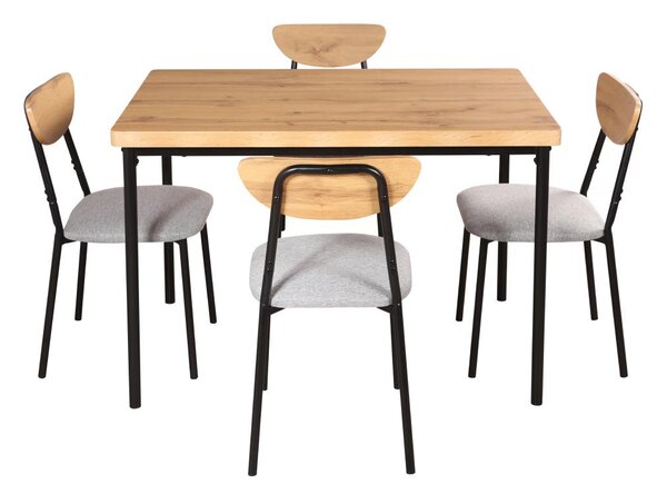 Set mobilier sufragerie Mimetizarse (stejar deschis + gri) (pentru 4 persoane). 1116413