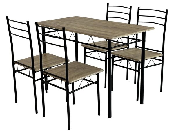 Set mobilier sufragerie Metabolicas (stejar sonoma + negru) (pentru 4 persoane). 1116415
