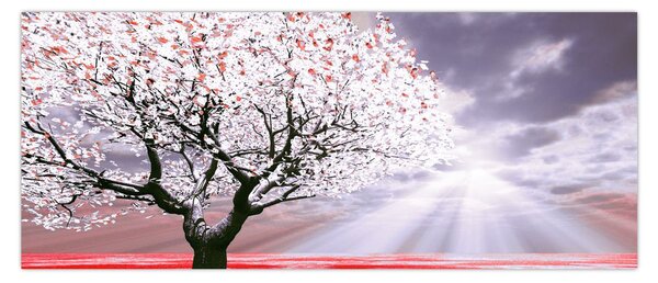 Tablou cu pomul roșu (120x50 cm)