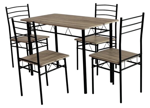 Set mobilier sufragerie Metabolicas (stejar sonoma + negru) (pentru 4 persoane). 1116415