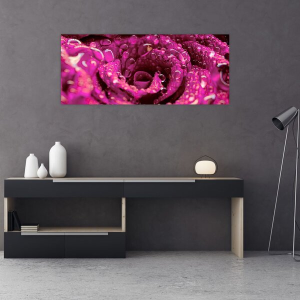 Tabloul cu floarea trandafirului roz (120x50 cm)