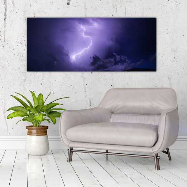 Tablou - cerul violet cu fulger (120x50 cm)