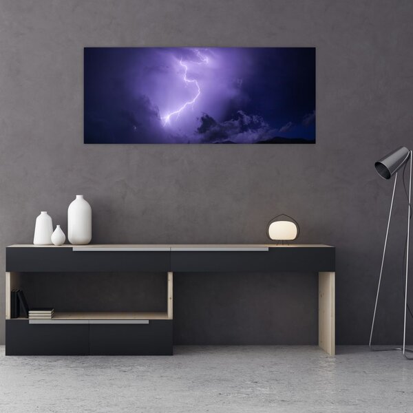 Tablou - cerul violet cu fulger (120x50 cm)