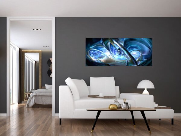 Tabloul fractalilor în albastru (120x50 cm)