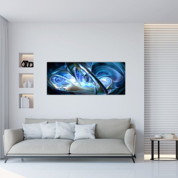 Tabloul fractalilor în albastru (120x50 cm)
