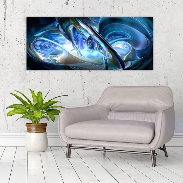 Tabloul fractalilor în albastru (120x50 cm)