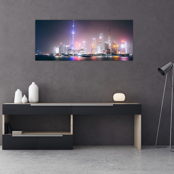 Tabloul Shangai nocturn (120x50 cm)