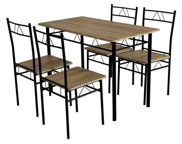 Set mobilier sufragerie Pacientes (stejar deschis + negru) (pentru 4 persoane). 1116437