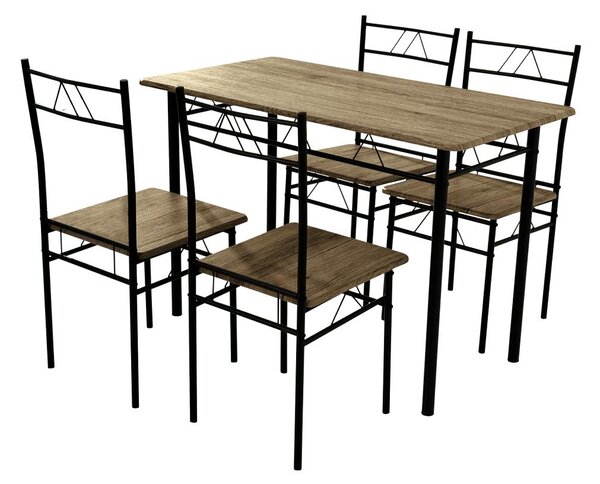 Set mobilier sufragerie Pacientes (stejar deschis + negru) (pentru 4 persoane). 1116437