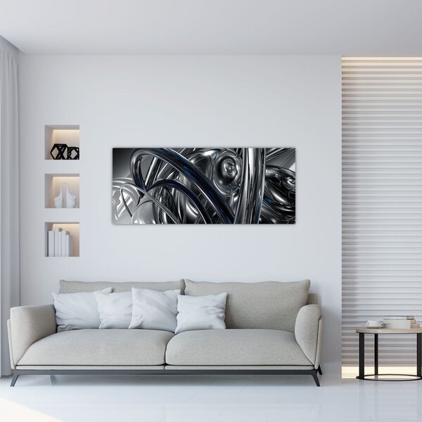 Tabloul cu abstracție gri cu albastru (120x50 cm)