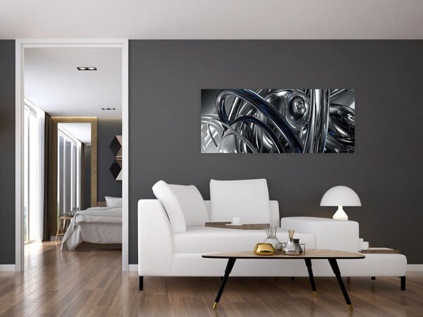 Tabloul cu abstracție gri cu albastru (120x50 cm)