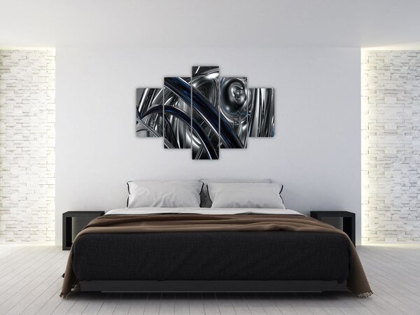 Tabloul cu abstracție gri cu albastru (150x105 cm)