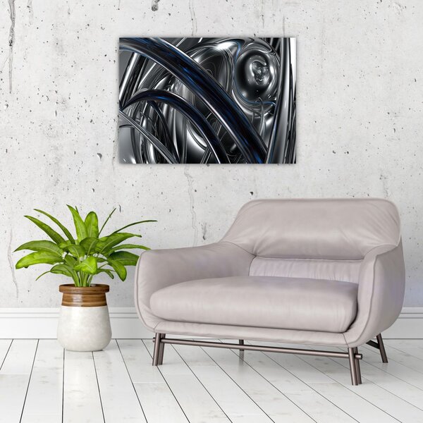 Tabloul cu abstracție gri cu albastru (70x50 cm)
