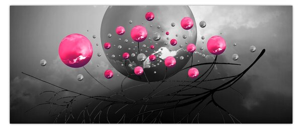 Tabloul cu bile abstracte roz (120x50 cm)