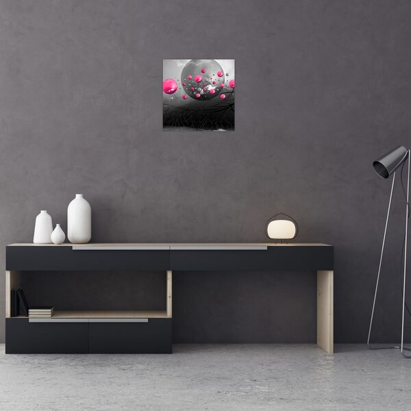 Tabloul cu bile abstracte roz (30x30 cm)