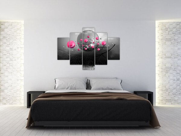 Tabloul cu bile abstracte roz (150x105 cm)
