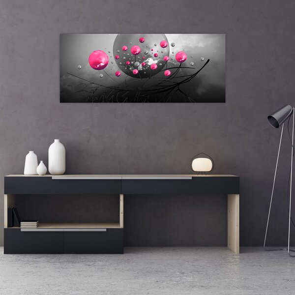 Tabloul cu bile abstracte roz (120x50 cm)