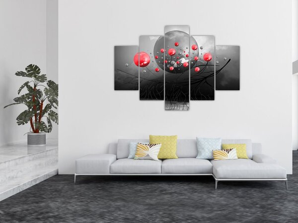 Tabloul cu bile abstracte roșii (150x105 cm)
