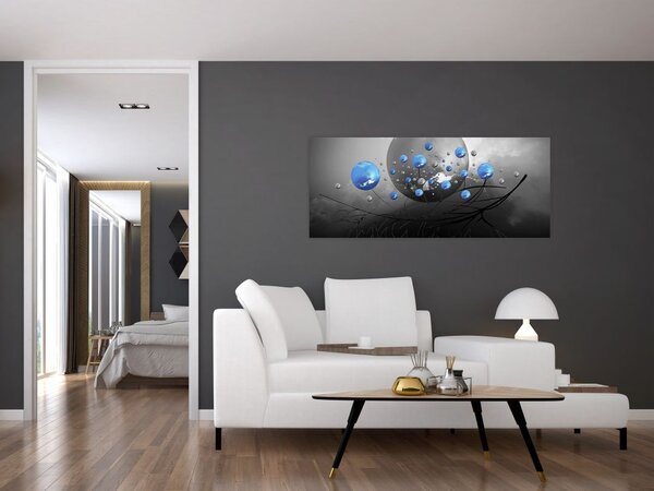 Tabloul cu bile abstracte albastre (120x50 cm)