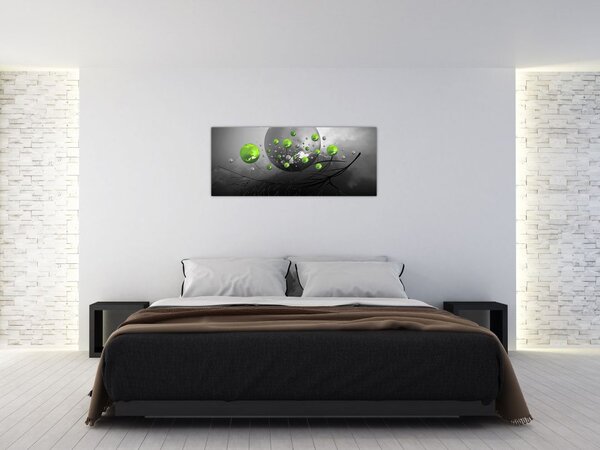 Tabloul cu bile abstracte verzi (120x50 cm)