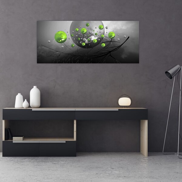 Tabloul cu bile abstracte verzi (120x50 cm)