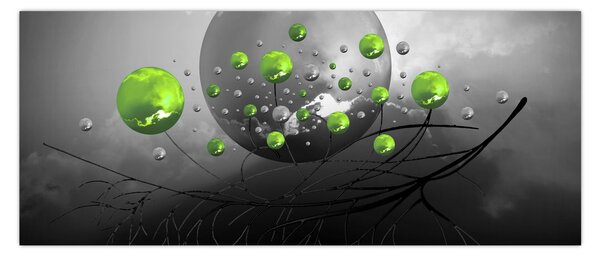 Tabloul cu bile abstracte verzi (120x50 cm)