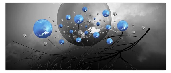 Tabloul cu bile abstracte albastre (120x50 cm)