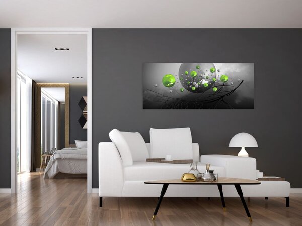 Tabloul cu bile abstracte verzi (120x50 cm)