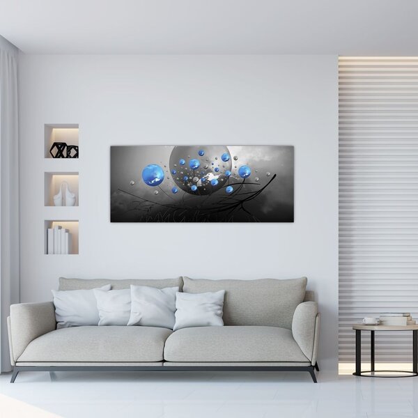 Tabloul cu bile abstracte albastre (120x50 cm)