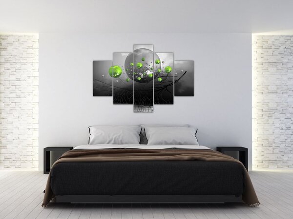 Tabloul cu bile abstracte verzi (150x105 cm)