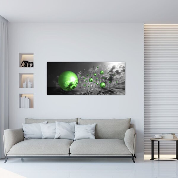 Tabloul bilelor verzi abstracte (120x50 cm)