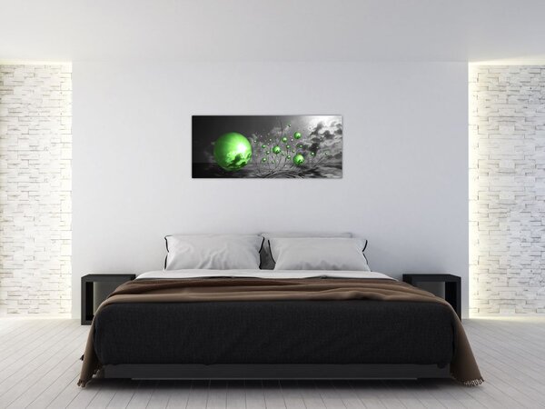Tabloul bilelor verzi abstracte (120x50 cm)