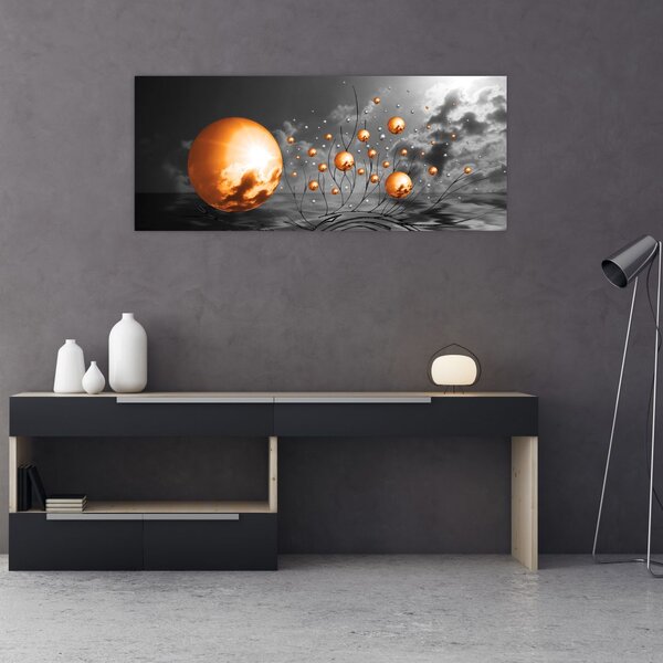 Tabloul bilelor portocalii abstarcte (120x50 cm)