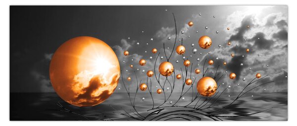Tabloul bilelor portocalii abstarcte (120x50 cm)