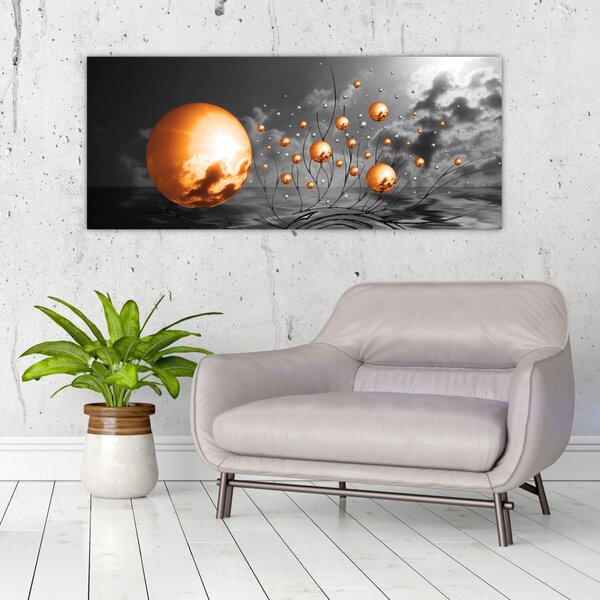 Tabloul bilelor portocalii abstarcte (120x50 cm)