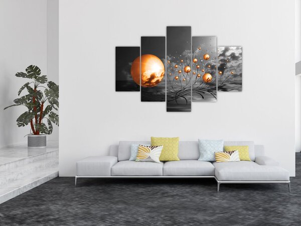 Tabloul bilelor portocalii abstarcte (150x105 cm)
