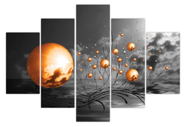 Tabloul bilelor portocalii abstarcte (150x105 cm)
