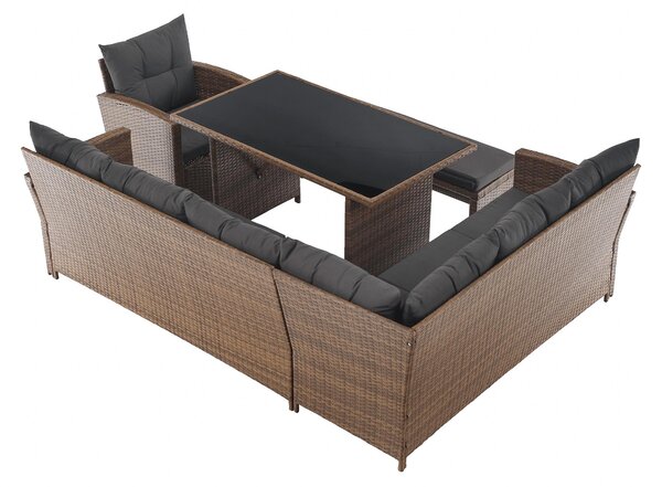 Set mobilier de grădină Senala (gri maro + maro deschis) (pentru 8 persoane). 1116496