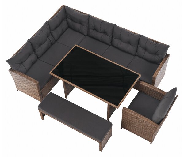 Set mobilier de grădină Senala (gri maro + maro deschis) (pentru 8 persoane). 1116496