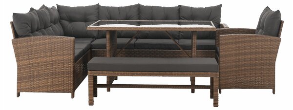 Set mobilier de grădină Senala (gri maro + maro deschis) (pentru 8 persoane). 1116496