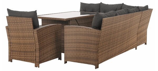 Set mobilier de grădină Senala (gri maro + maro deschis) (pentru 8 persoane). 1116496