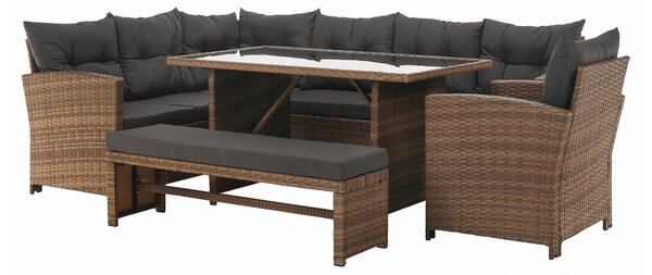 Set mobilier de grădină Senala (gri maro + maro deschis) (pentru 8 persoane). 1116496