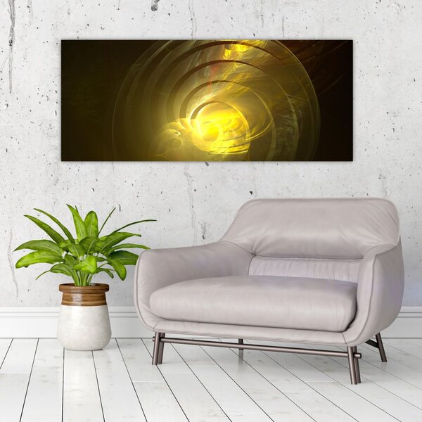 Tabloul cu spirala abstractă în galben (120x50 cm)
