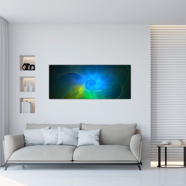 Tablou cu abstracțiune albastră (120x50 cm)