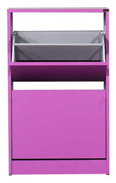 Pantofar Adore Compact, 10 Perechi, 2 Compartimente, Alb - Mov, 51x84x26 cm