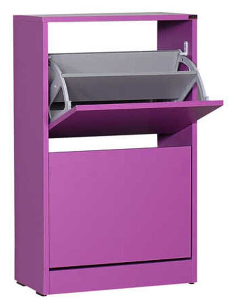 Pantofar Adore Compact, 10 Perechi, 2 Compartimente, Alb - Mov, 51x84x26 cm