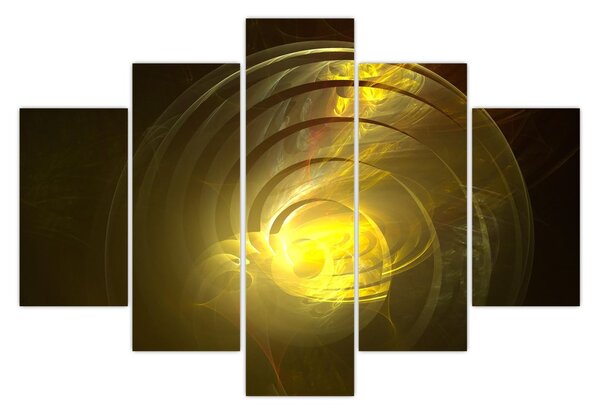 Tabloul cu spirala abstractă în galben (150x105 cm)